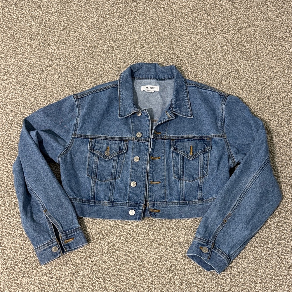 Re/Done Indigo Cropped Denim Jacket